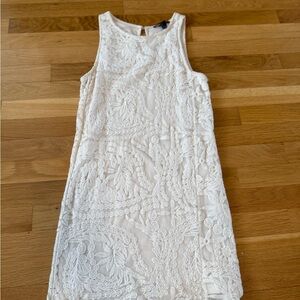 Forever 21 Cream Ivory Lace Floral Shift Dress Keyhole Back Sleeveless Size S